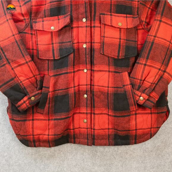 Maurices Button-Up Jacket Red Black Plaid Fleece Lined Shacket Plus Women's 2XL - Picture 4 of 10